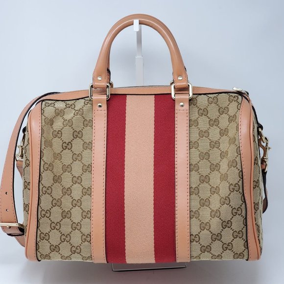 100% Auth Gucci Vintage Boston Canvas Satchel Bag - Picture 2 of 16